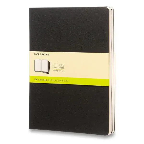 Sešity Moleskine Cahier, XL, čisté, 3 ks - černý