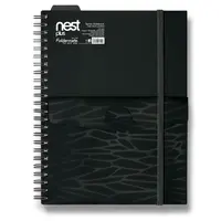 Spirálový blok s kapsou FolderMate Nest A5,80 listů, linkovaný - černý
