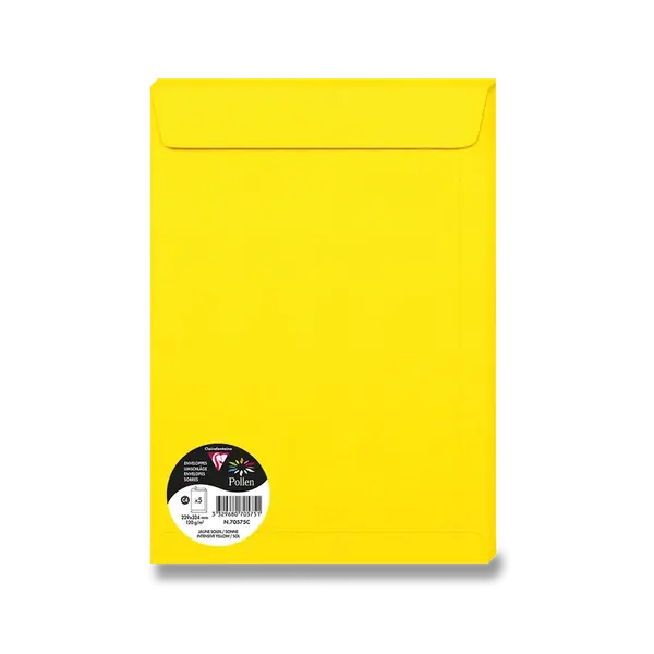 Barevná obálka Clairefontaine, C4, samolepicí - žlutá