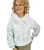 Pri Warm sweater sweatshirt with hood, detachable fur and feathers BOMBAY