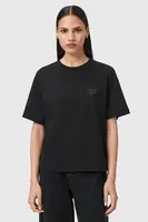 Bavlněné tričko AllSaints dámské, černá barva, W205JC