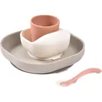 Beaba 4-Piece Silicone Dinner Set jídelní sada Terracotta / Gazelle 4m+ 4 ks