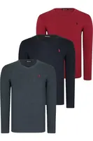 TRIPLE SET T8587 DEWBERRY V-NECK MEN'S SWEATSHIRT-BLACK-ANTHRACITE-BURGUNDY