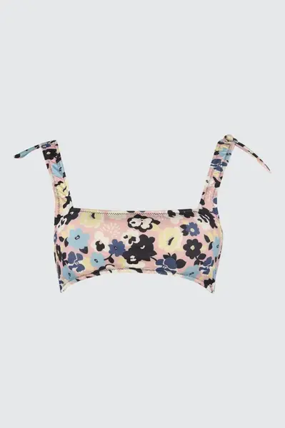 Trendyol Floral Coated Bikini Top