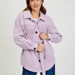 Světle fialová košilová zimní bunda s třásněmi ORSAY - Dámské