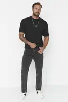 Trendyol Antracitové Džíny s Esenciálním Střihem Denim Kalhoty