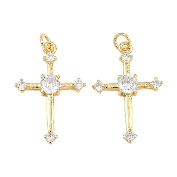 Brass Micro Pave Clear Cubic Zirconia Pendants