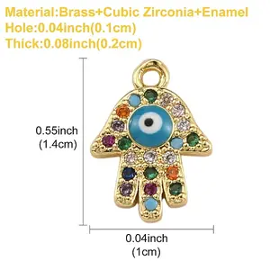 1Pc Brass Micro Pave Cubic Zirconia Charms