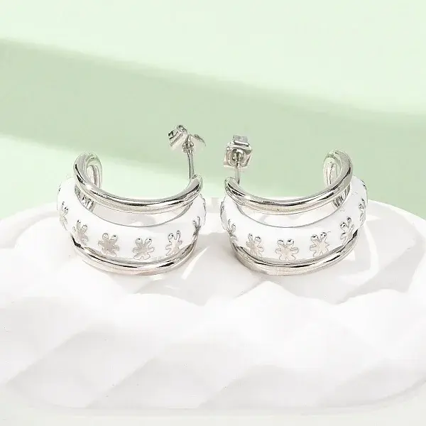 Rack Plating Brass Enamel Stud Earrings