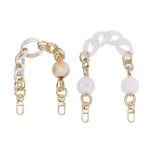 2Pcs 2 Style Oval & Round Beads Acrylic Bag Handle