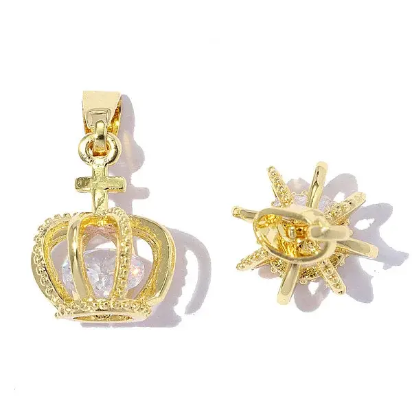 Brass Pave Clear Cubic Zirconia Pendants