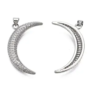 Brass Micro Pave Clear Cubic Zirconia Pendants