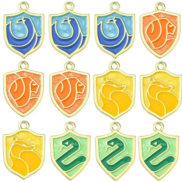 12Pcs 4 Colors Alloy Enamel Pendants