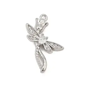 Brass Micro Pave Clear Cubic Zirconia Pendants