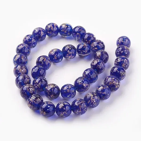 Handmade Gold Sand Lampwork Beads Strands