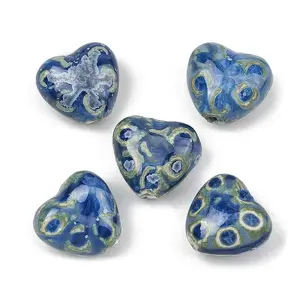 Glazed Heart Shaped Porcelain Beads
