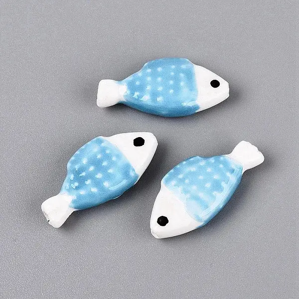 Hand Painted Fish Shaped Porcelain Beads