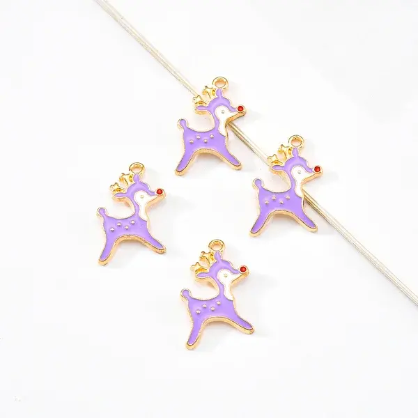 20Pcs Light Gold Alloy Enamel Pendants