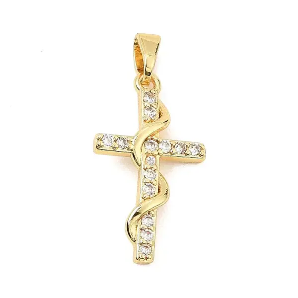 Brass Micro Pave Clear Cubic Zirconia Pendants
