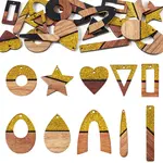 20Pcs 10 Styles Opaque Resin & Walnut Wood Pendants