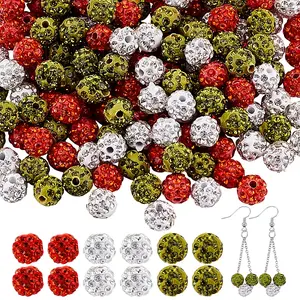 150Pcs 3 Colors Rhinestone Pave Disco Ball Beads