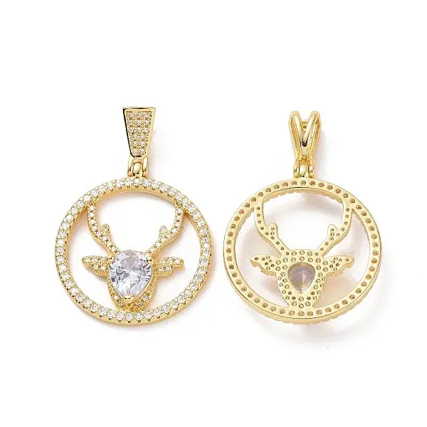Brass Micro Pave Cubic Zirconia Pendants