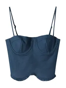 Bershka Top  tmavomodrá