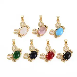 Brass Micro Pave Cubic Zirconia Pendants