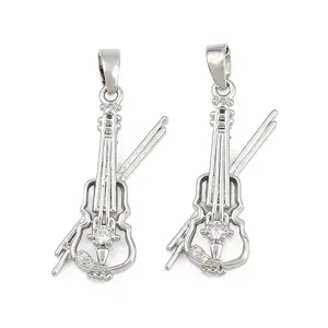 Brass Micro Pave Clear Cubic Zirconia Pendants