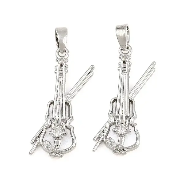 Brass Micro Pave Clear Cubic Zirconia Pendants