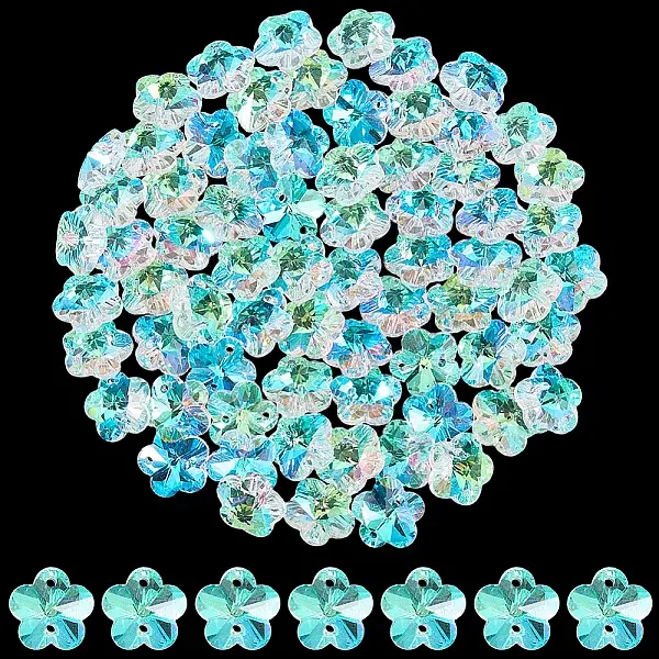 80Pcs Transparent Faceted Glass Connector Charms
