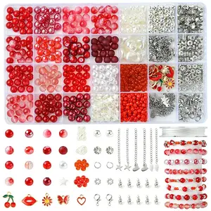DIY Alloy Enamel & Glass & CCB Plastic Bracelets Jewelry Making Kits