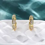 Brass Micro Pave Clear Cubic Zirconia Hoop Earrings