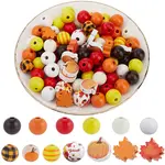 Painted Natural Wood Beads