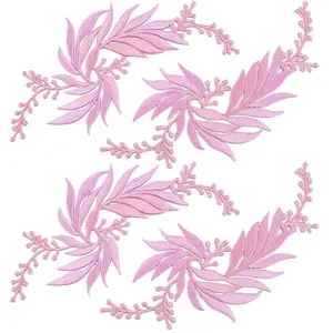 4Pcs 2 Style Leaf Computerized Embroidery Cloth Iron on/Sew on Patches