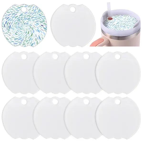 10Pcs Acrylic Heat Transfer Blanks Lid Decorations