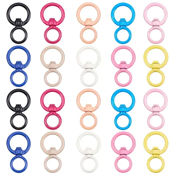 30Pcs Spray Painted Alloy Swivel Clasps