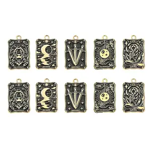 10Pcs 5 Styles Alloy Enamel Pendants