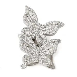 Brass Micro Pave Clear Cubic Zirconia Fold Over Clasps