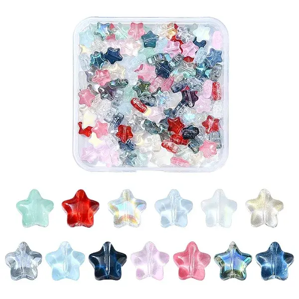 12 Colors Transparent Glass Beads
