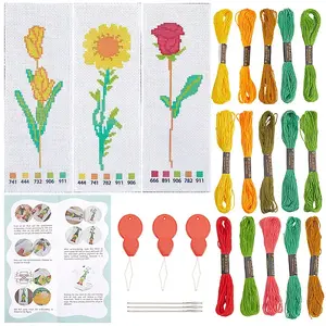 DIY Flower Pattern Embroidery Bookmark Kits
