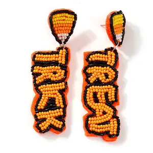 Halloween Handmade Glass Seed Beads Dangle Stud Earrings