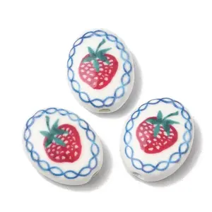 Hand Painted Oval Porcelain Beads