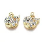 Brass Micro Pave Clear & Sky Blue Cubic Zirconia Charms