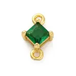 Brass Cubic Zirconia Rhombus Connector Charms