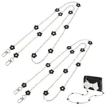 2Pcs Alloy Black Enamel Flower Link Purse Chains