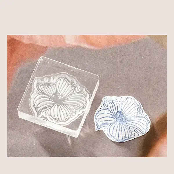 Flower Silicone Clear Stamps with Acrylic Blocks