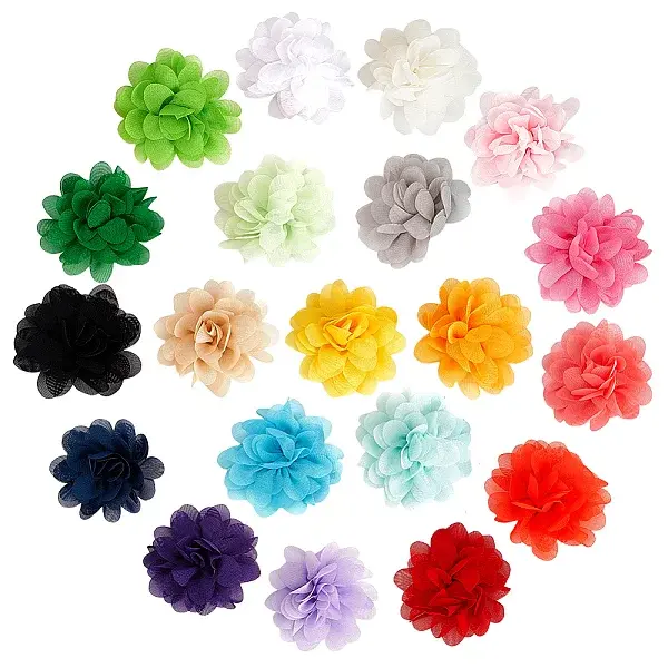40Pcs 20 Colors Polyester Flower Ornament Accessories