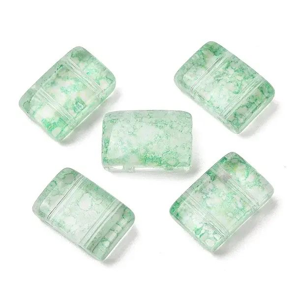 2-Hole Baking Paint Transparent Glass Beads