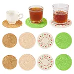 8Pcs 4 Styles Rattan & Cotton Mat